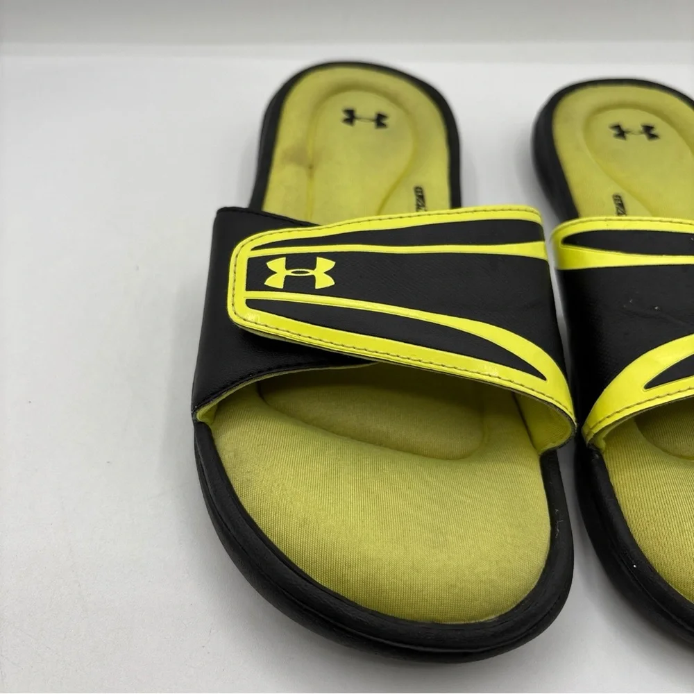 Under Armour 4D Foam Slides Black Yellow Comfort Slip On 1226875-009 Men’s S: 7